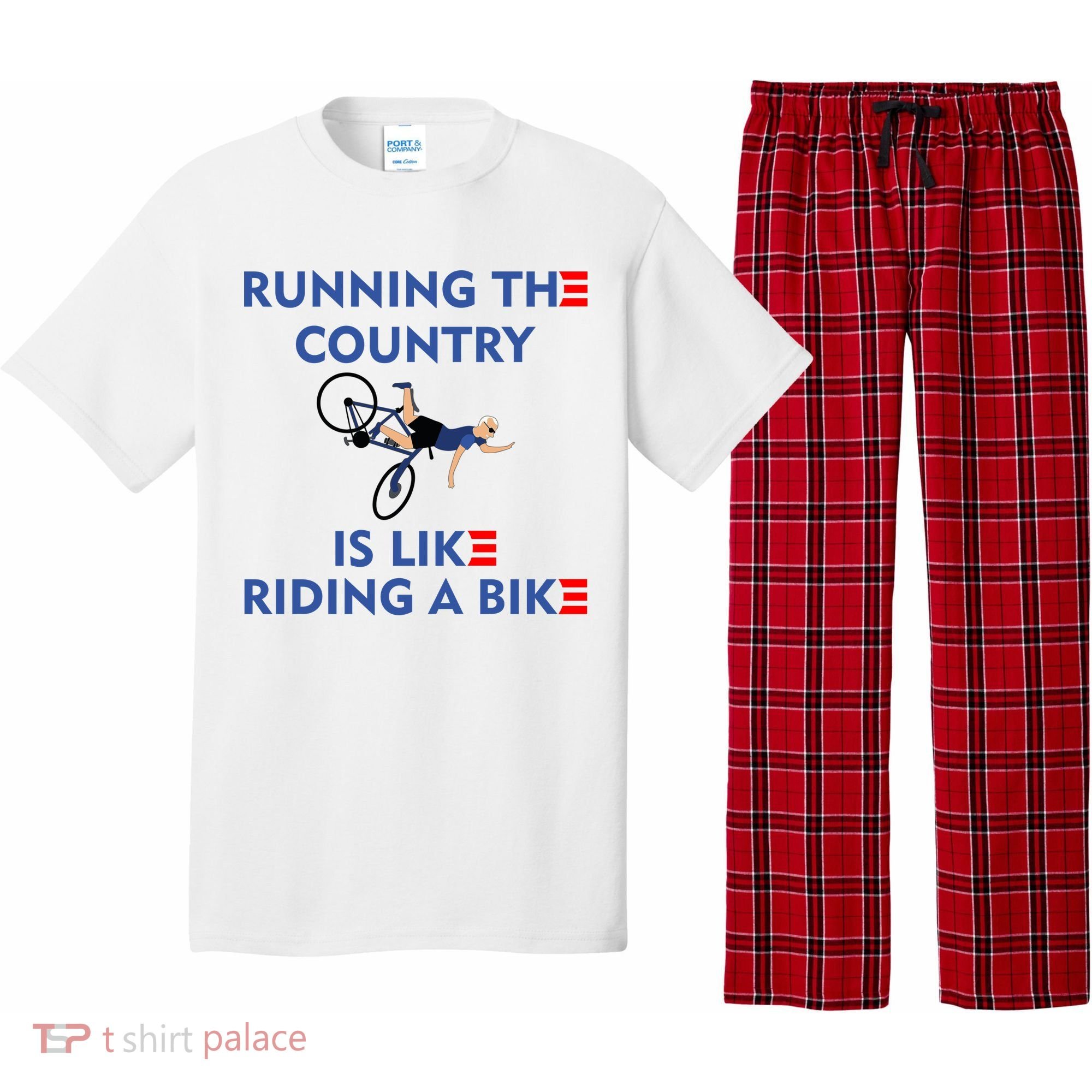 Running The Country Is Like Riding A Bike Biden Falling Meme Pajama Set