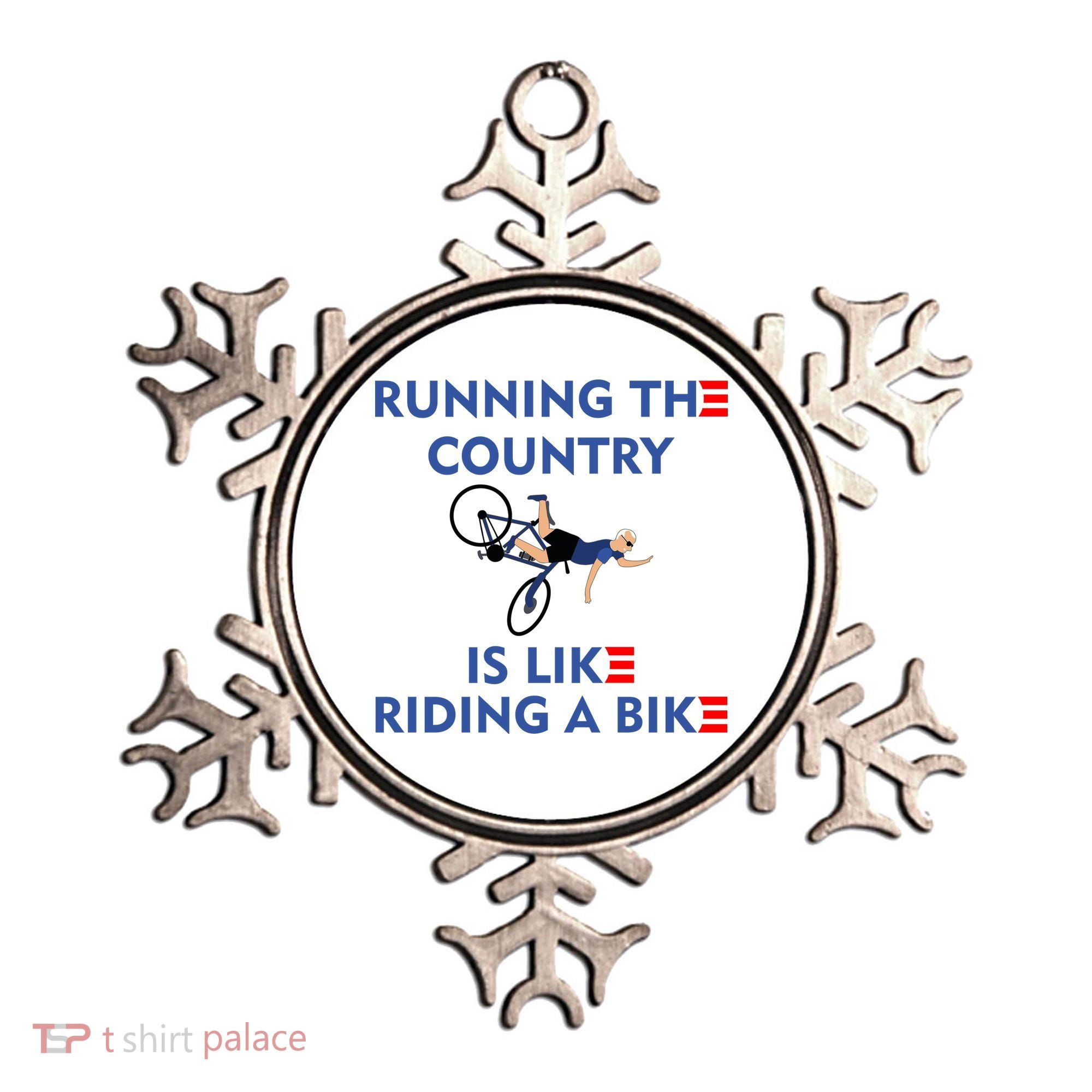 Running The Country Is Like Riding A Bike Biden Falling Meme Ornament