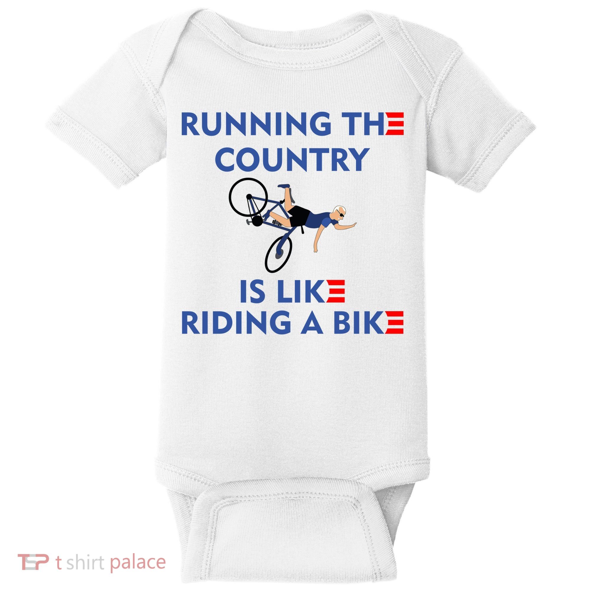 Running The Country Is Like Riding A Bike Biden Falling Meme Baby Bodysuit
