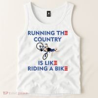 Running The Country Is Like Riding A Bike Biden Falling Meme Tank Top thumb 2