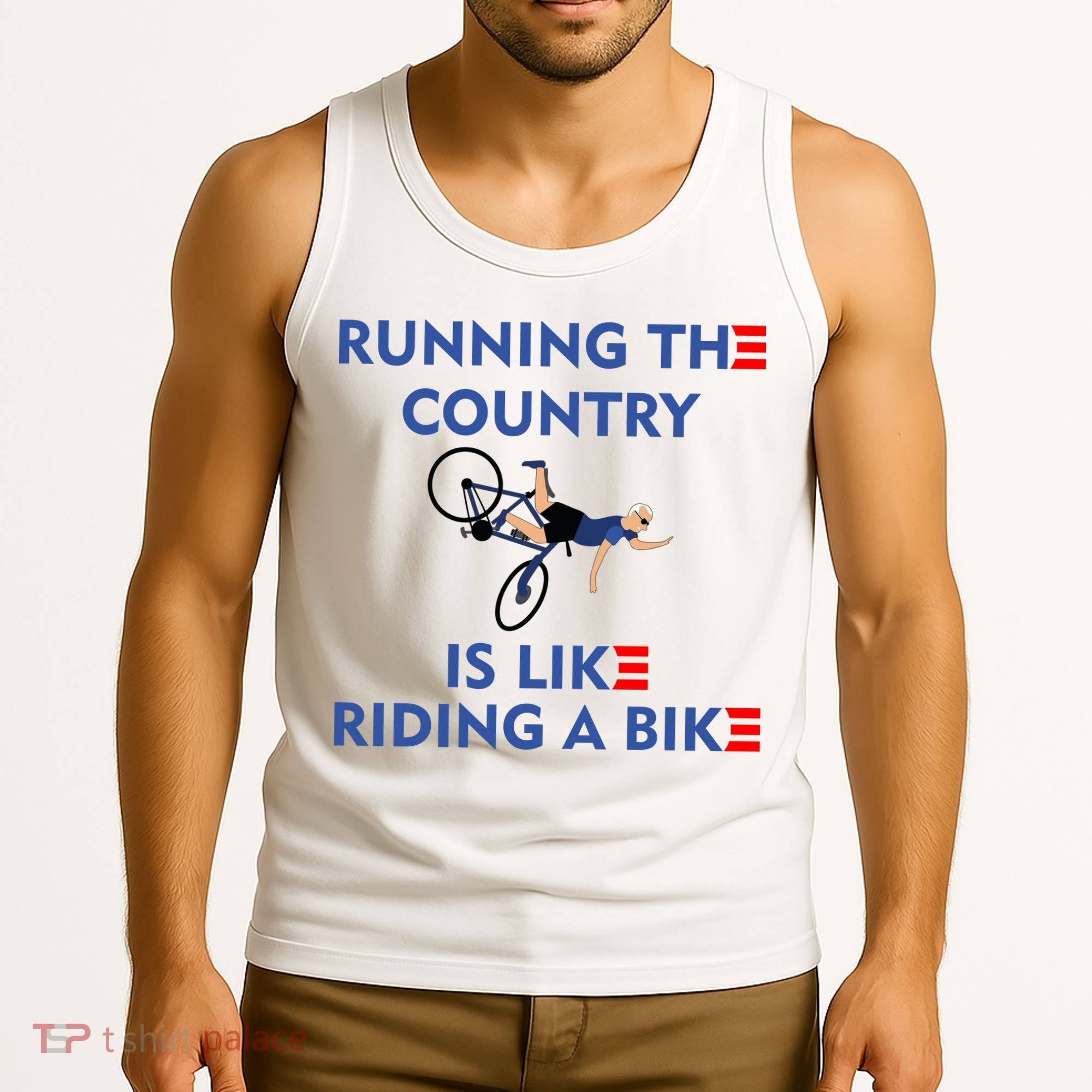 Running The Country Is Like Riding A Bike Biden Falling Meme Tank Top