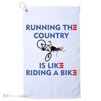 Running The Country Is Like Riding A Bike Biden Falling Meme Golf Towel thumb 0