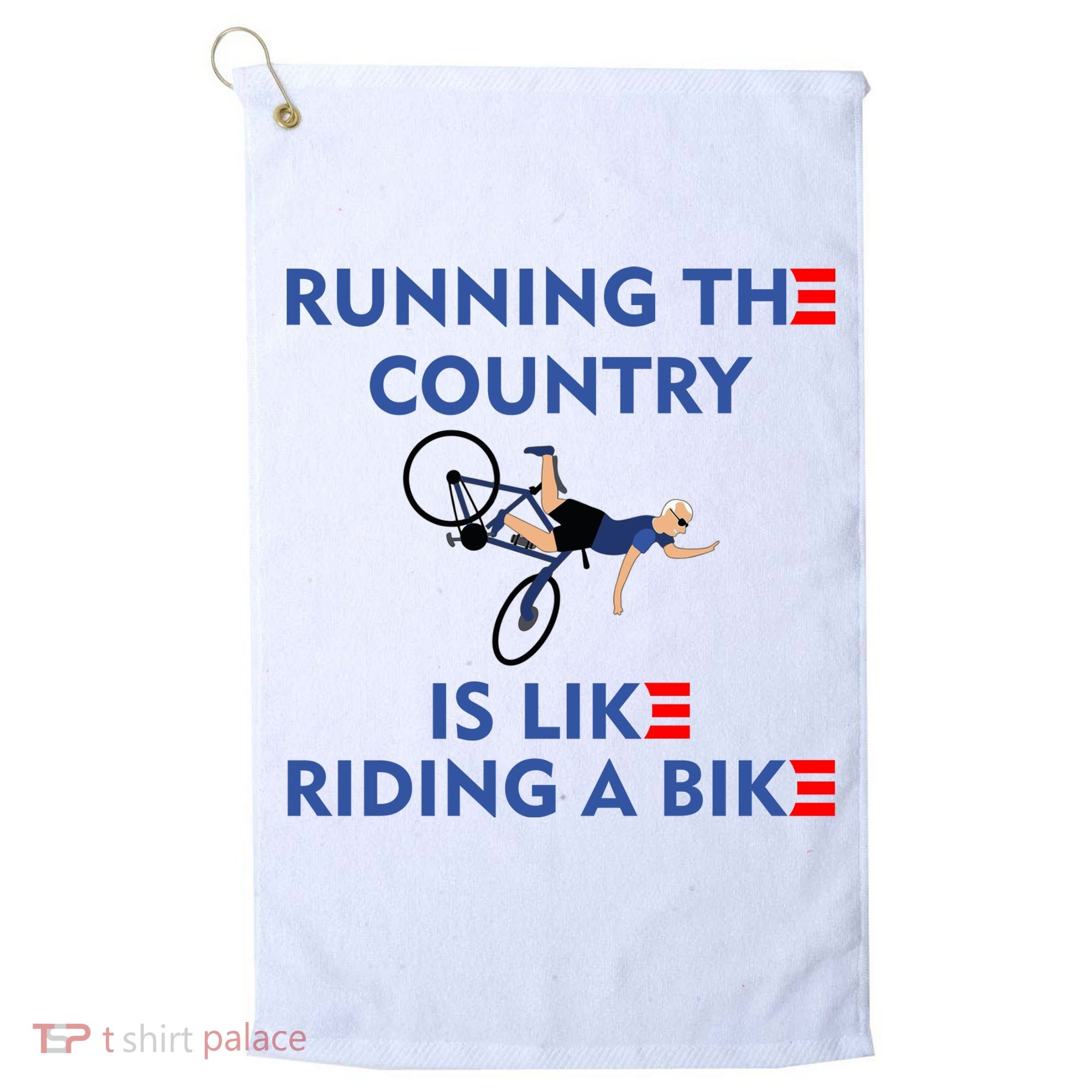 Running The Country Is Like Riding A Bike Biden Falling Meme Golf Towel