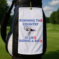 Running The Country Is Like Riding A Bike Biden Falling Meme Golf Towel thumb 2