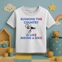Running The Country Is Like Riding A Bike Biden Falling Meme Toddler T-Shirt thumb 3