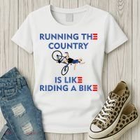 Running The Country Is Like Riding A Bike Biden Falling Meme Women's T-Shirt thumb 3