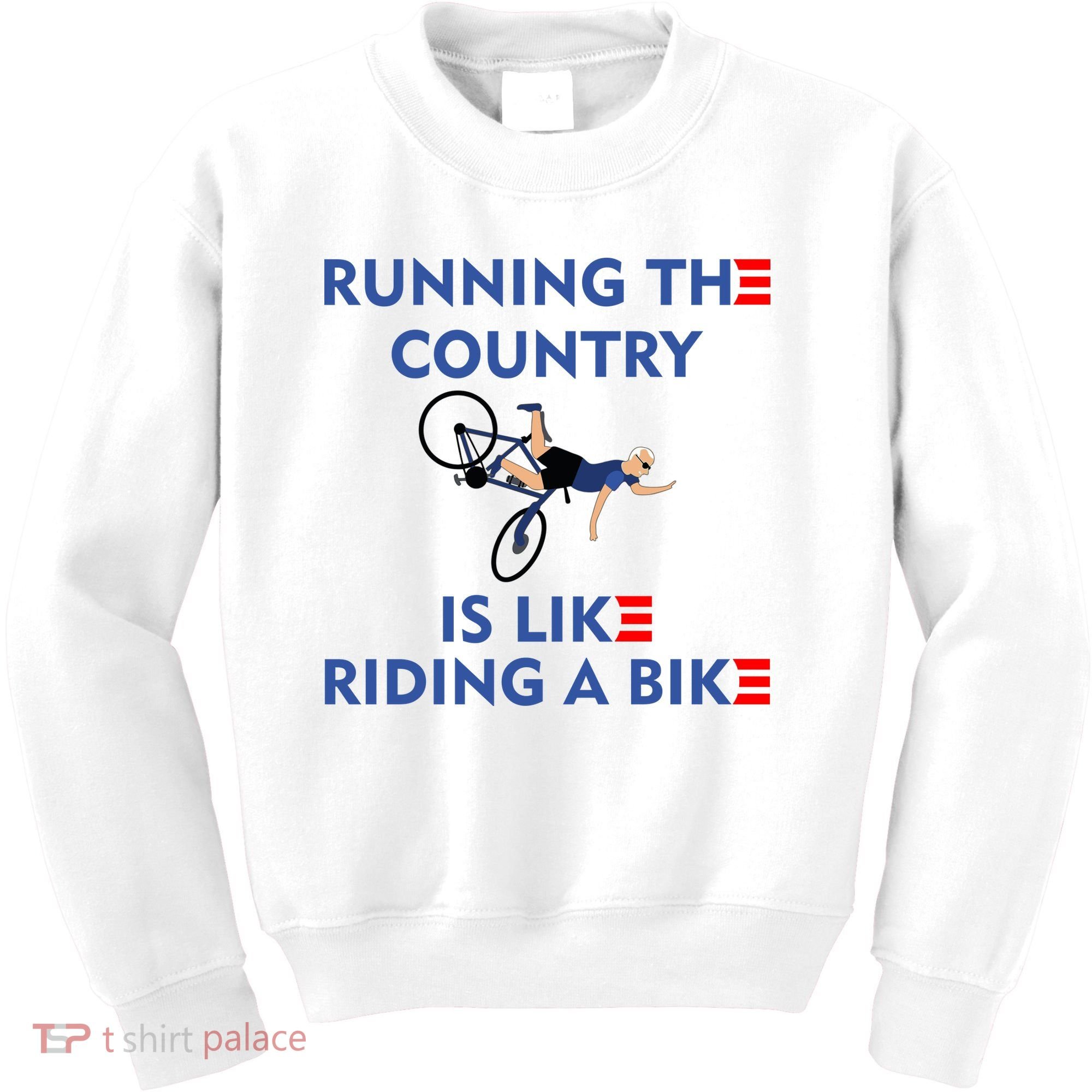 Running The Country Is Like Riding A Bike Biden Falling Meme Kids Sweatshirt