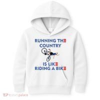 Running The Country Is Like Riding A Bike Biden Falling Meme Kids Hoodie thumb 0