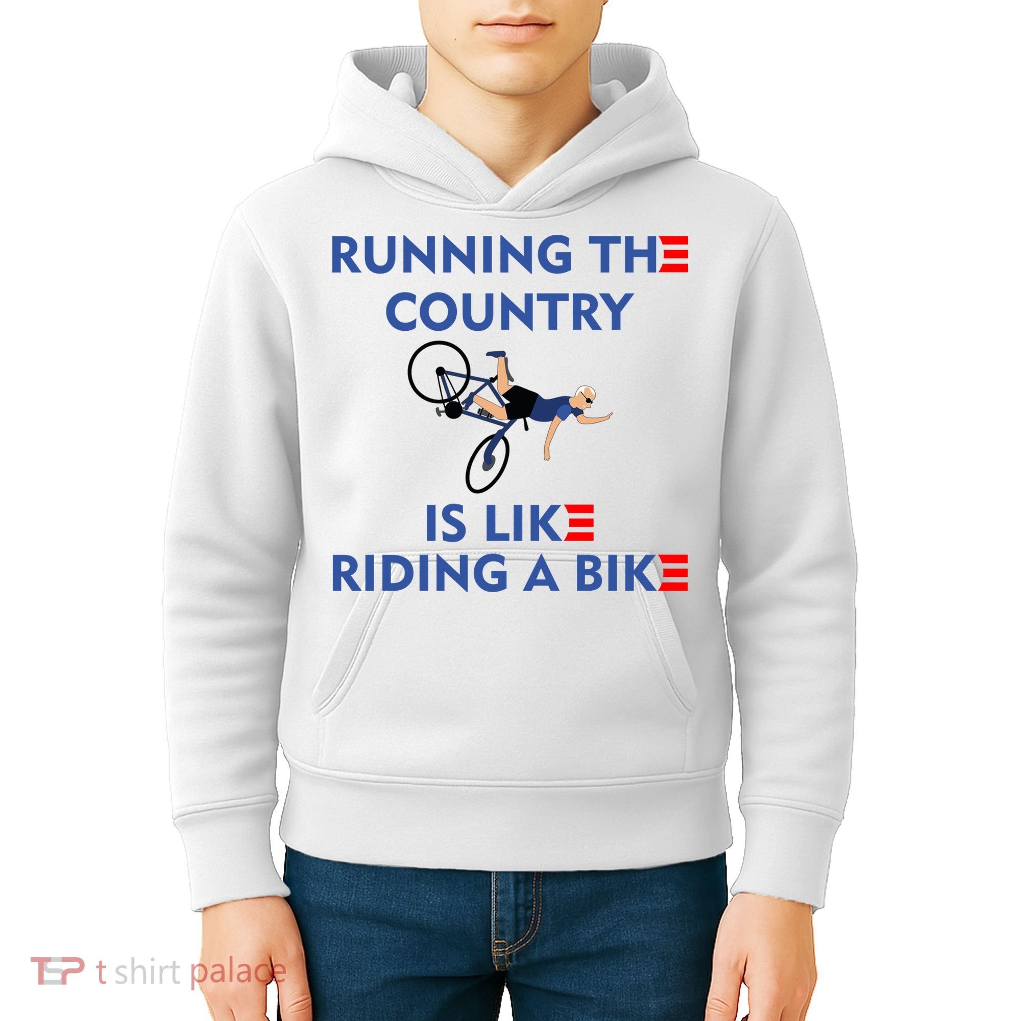 Running The Country Is Like Riding A Bike Biden Falling Meme Kids Hoodie