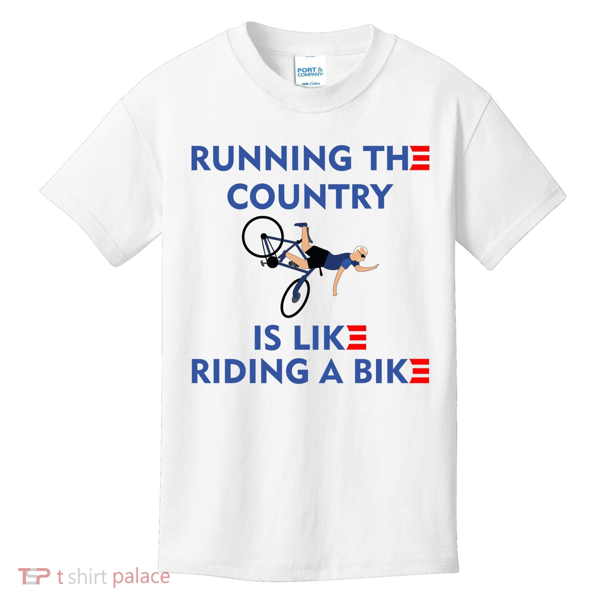 Running The Country Is Like Riding A Bike Biden Falling Meme Kids T-Shirt