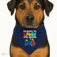 Ready To Crush 4th Grade Fourth Video Gamer First Day Boy USA-Made Doggie Bandana thumb 1