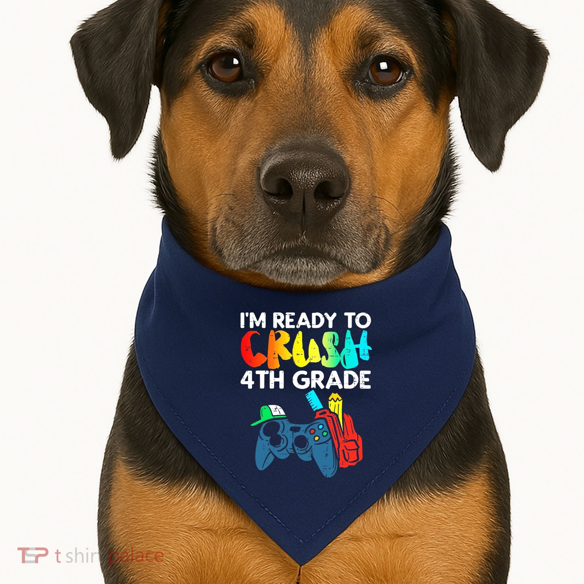 Ready To Crush 4th Grade Fourth Video Gamer First Day Boy USA-Made Doggie Bandana