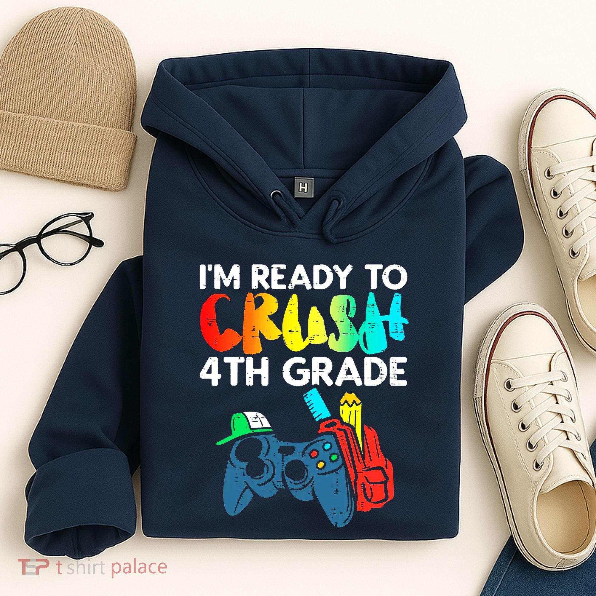 Ready To Crush 4th Grade Fourth Video Gamer First Day Boy Hoodie