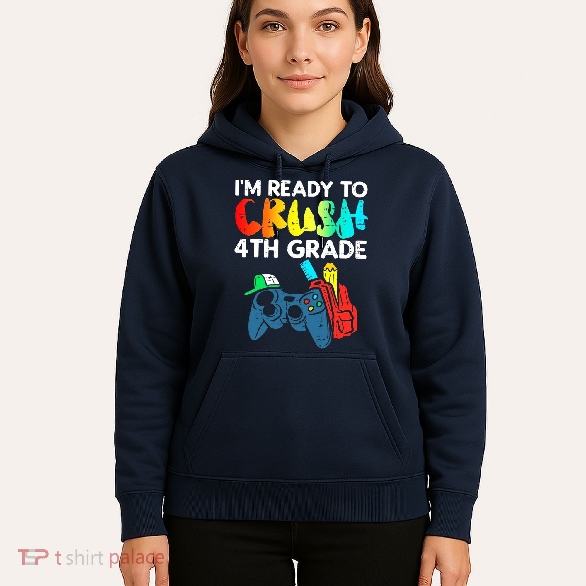 Ready To Crush 4th Grade Fourth Video Gamer First Day Boy Hoodie