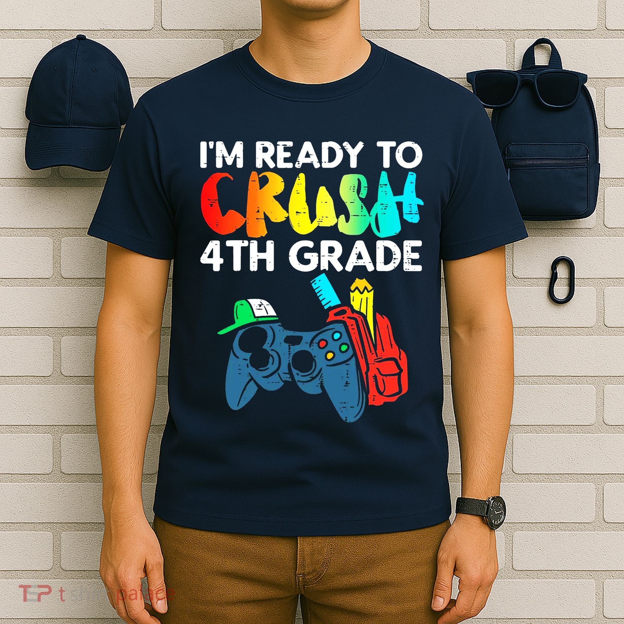 Ready To Crush 4th Grade Fourth Video Gamer First Day Boy T-Shirt