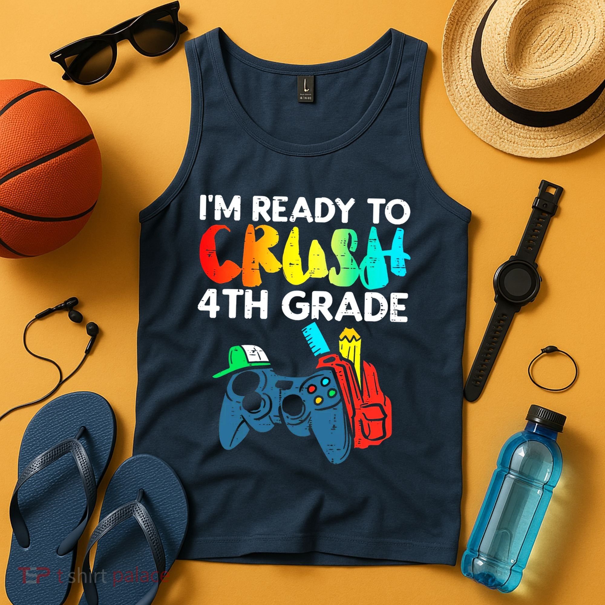 Ready To Crush 4th Grade Fourth Video Gamer First Day Boy Tank Top