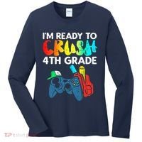 Ready To Crush 4th Grade Fourth Video Gamer First Day Boy Women's Long Sleeve Shirt thumb 0