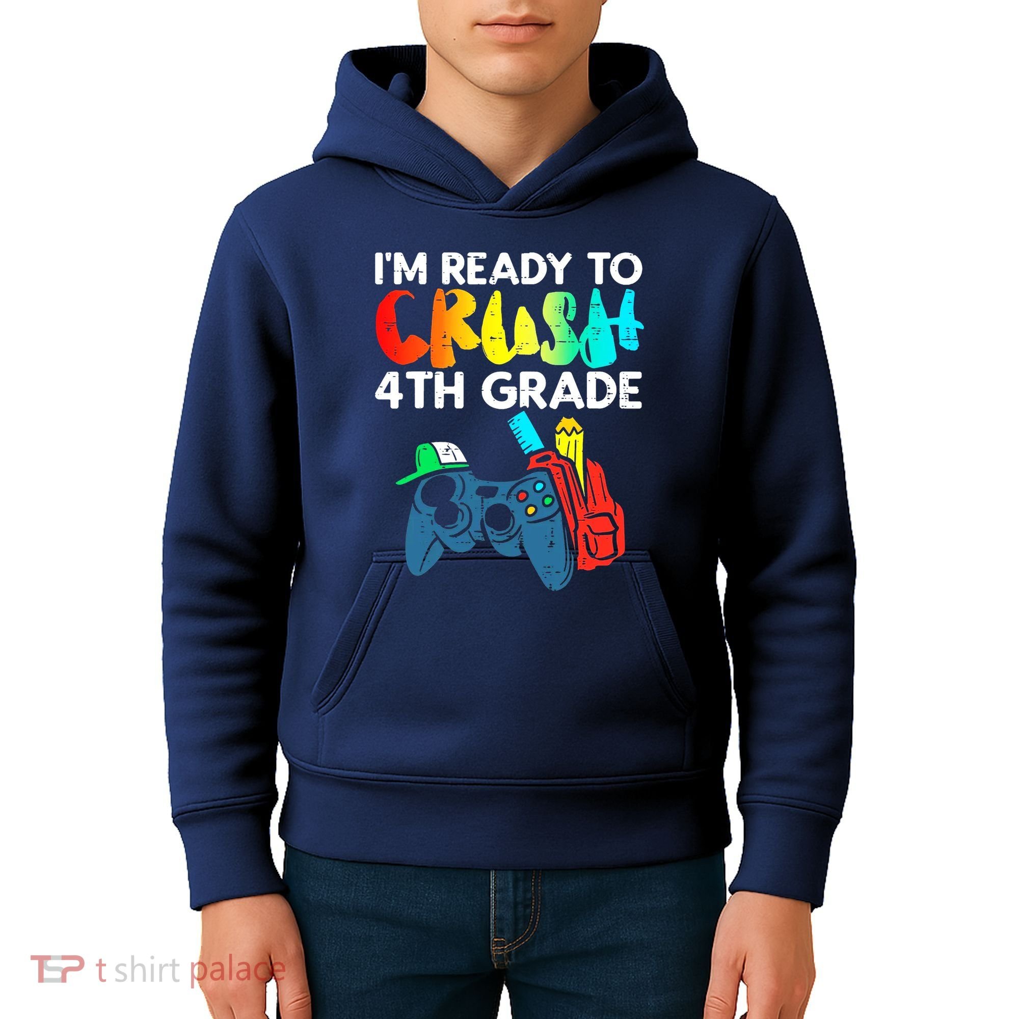 Ready To Crush 4th Grade Fourth Video Gamer First Day Boy Kids Hoodie