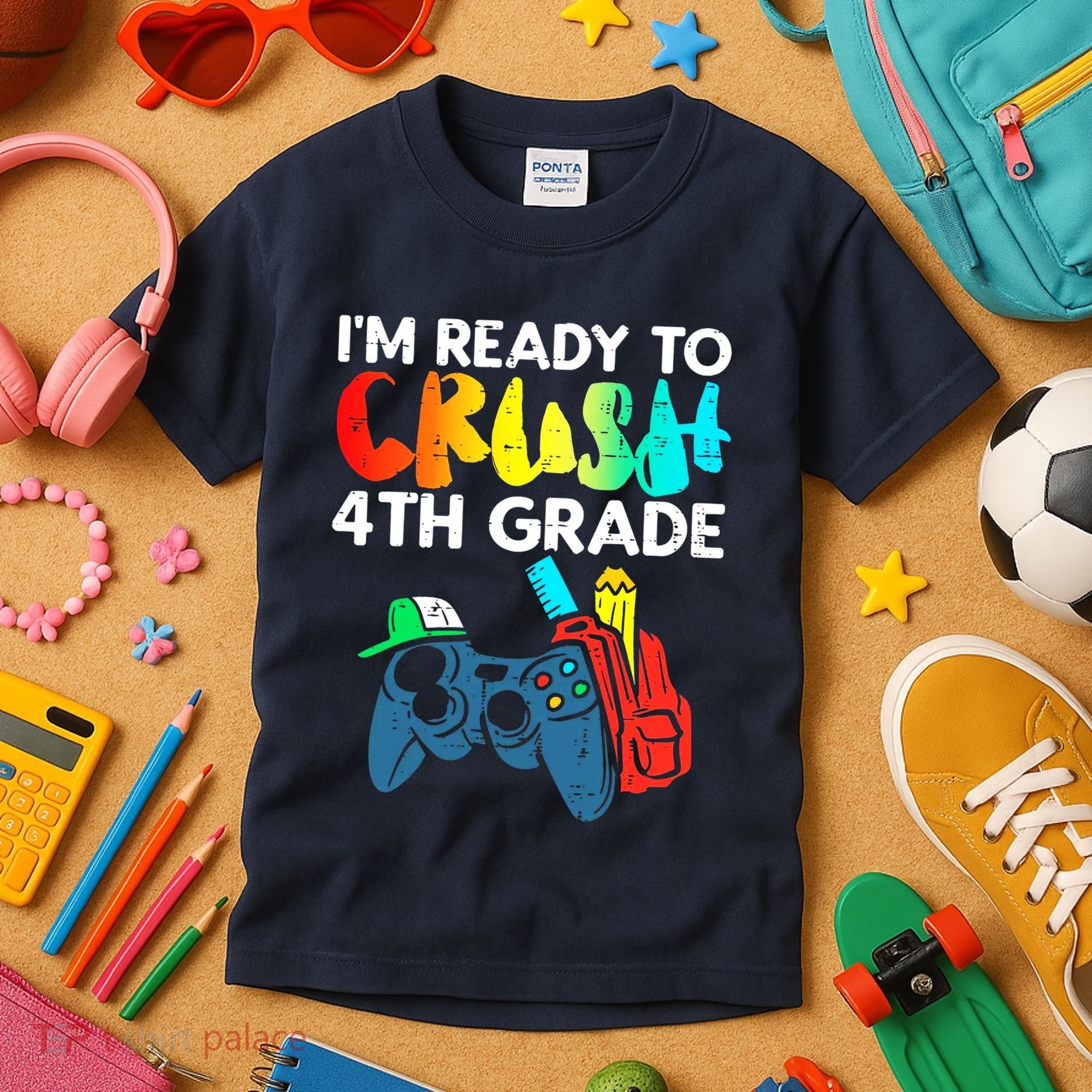 Ready To Crush 4th Grade Fourth Video Gamer First Day Boy Kids T-Shirt