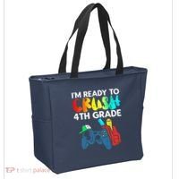 Ready To Crush 4th Grade Fourth Video Gamer First Day Boy Tote Bag thumb 2