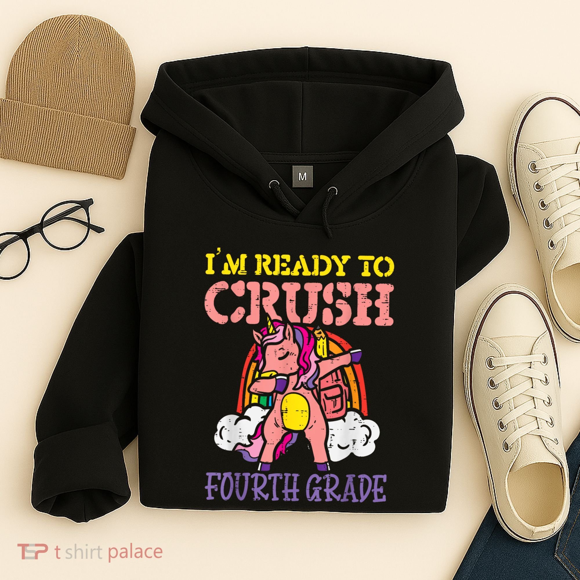 Ready To Crush Fourth Grade Unicorn First Day School Girl Hoodie