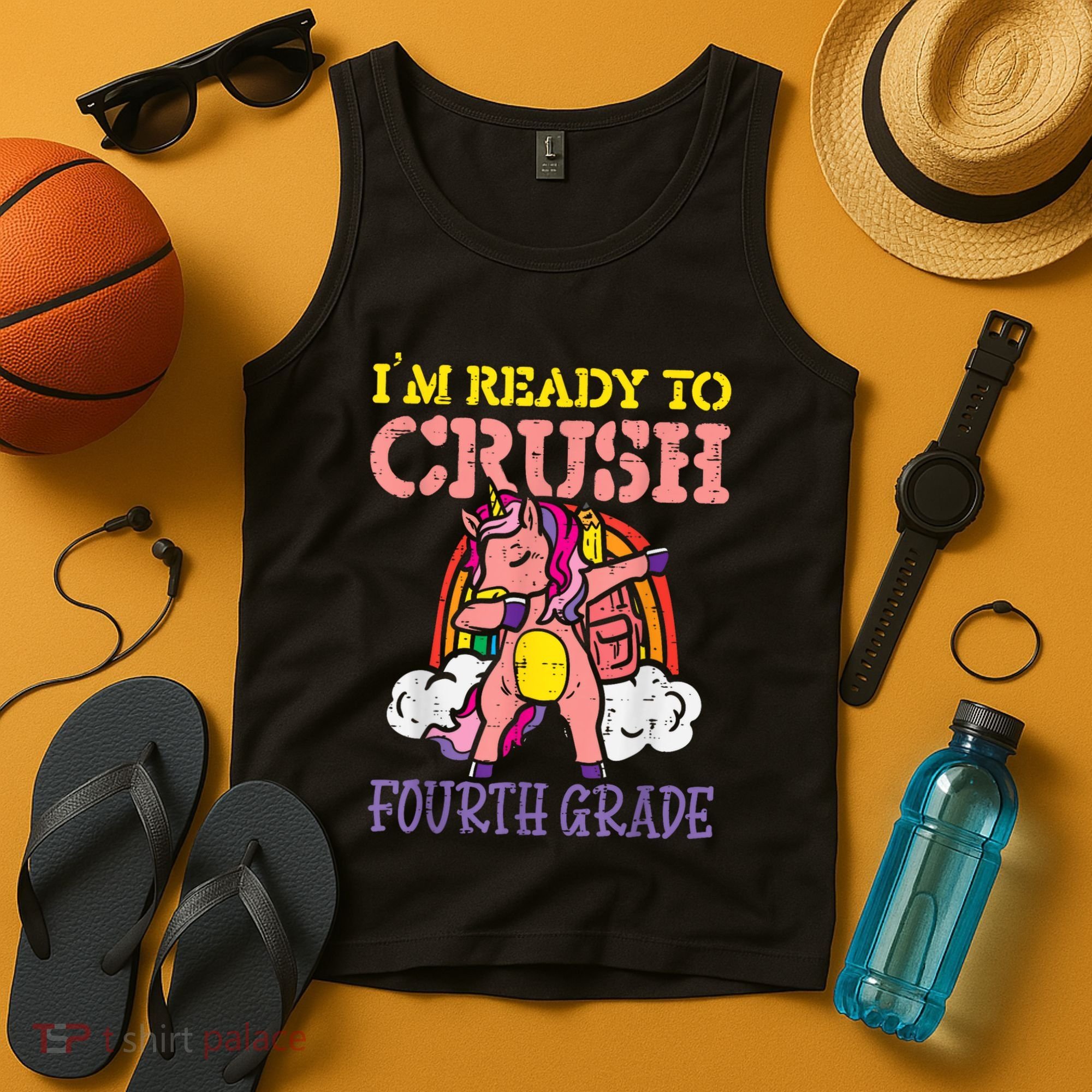 Ready To Crush Fourth Grade Unicorn First Day School Girl Tank Top