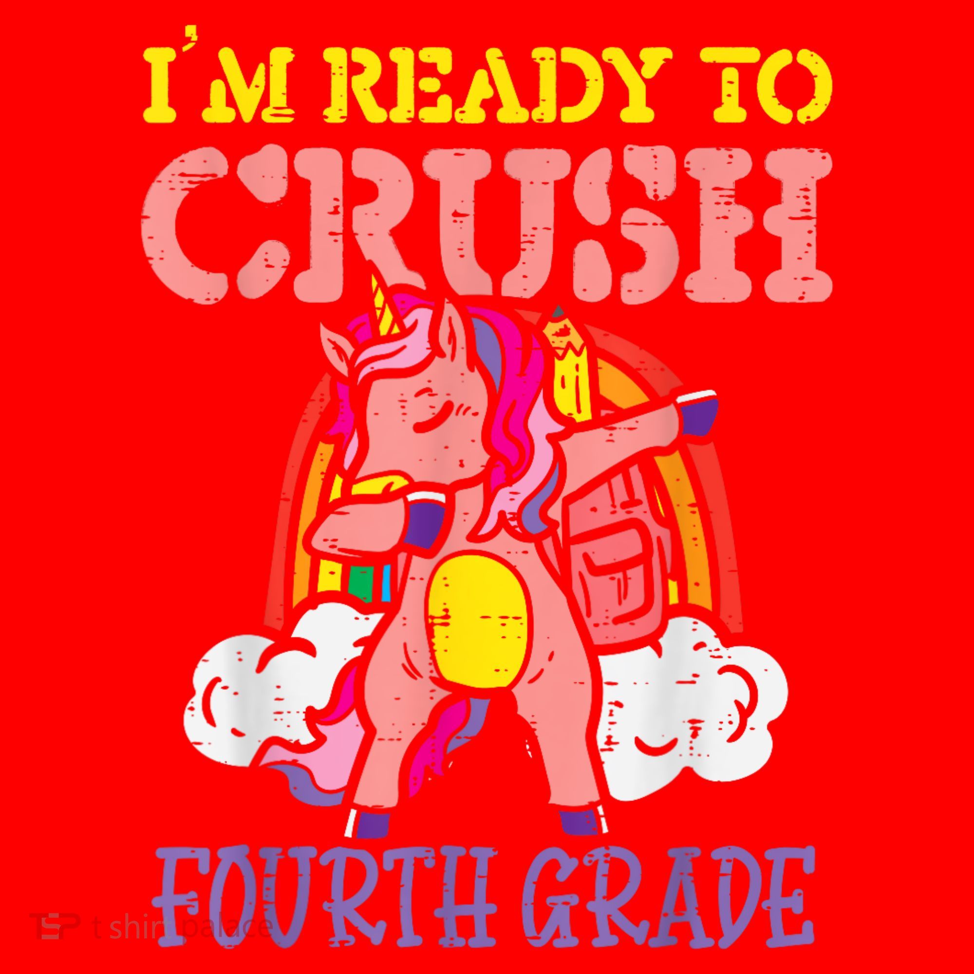 Ready To Crush Fourth Grade Unicorn First Day School Girl Santa Hat