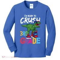 Ready To Crush Third Grade T Rex Cute 3Rd Grade Gift Kids Long Sleeve Shirt thumb 0