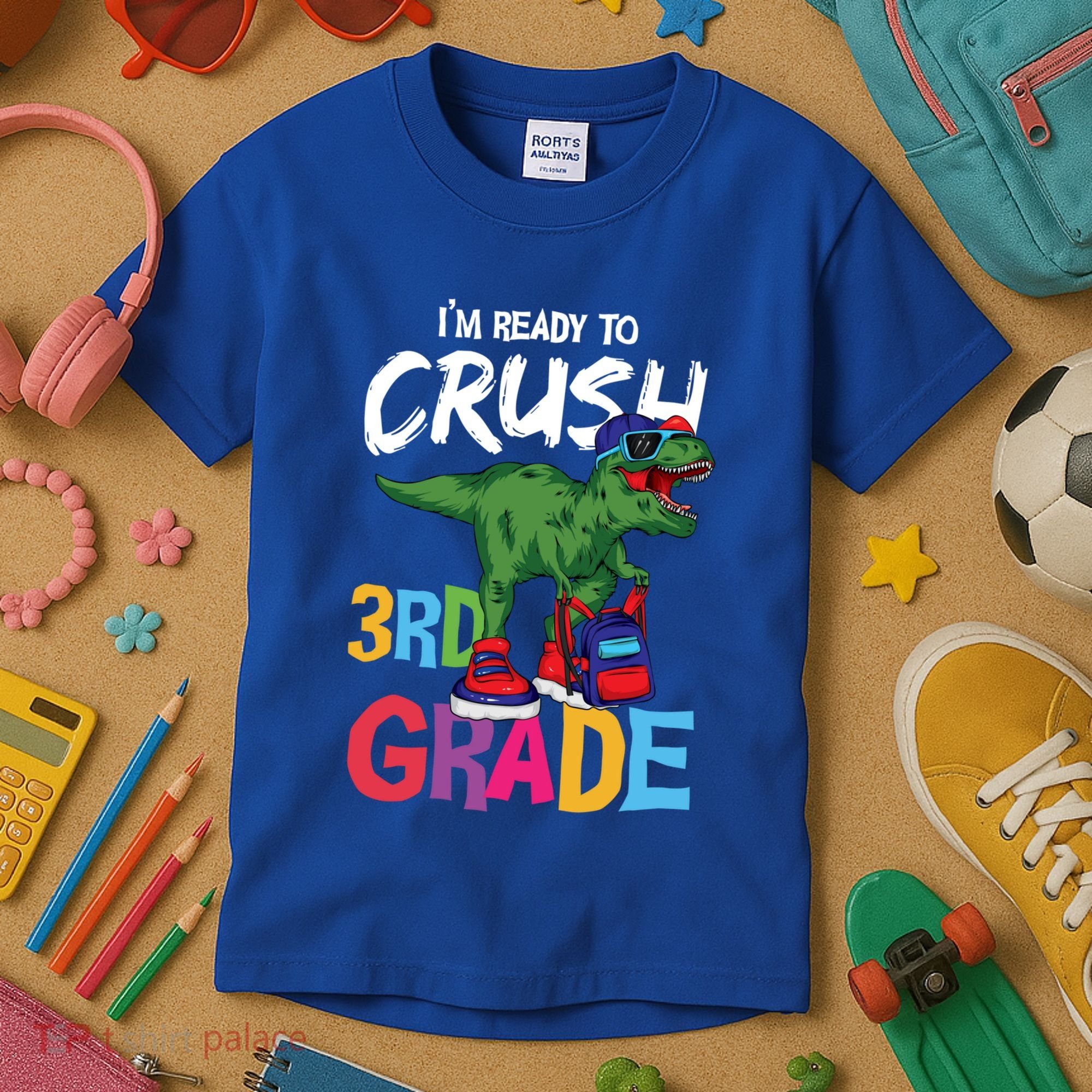 Ready To Crush Third Grade T Rex Cute 3Rd Grade Gift Kids T-Shirt