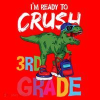 Ready To Crush Third Grade T Rex Cute 3Rd Grade Gift Santa Hat thumb 1