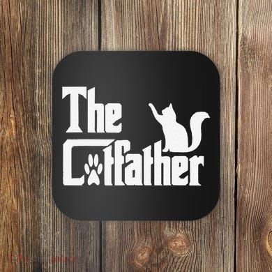 Retro The Cat Father Cat Lover Cat Dad Best Cat Meme Coaster