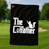 Retro The Cat Father Cat Lover Cat Dad Best Cat Meme Golf Towel thumb 1
