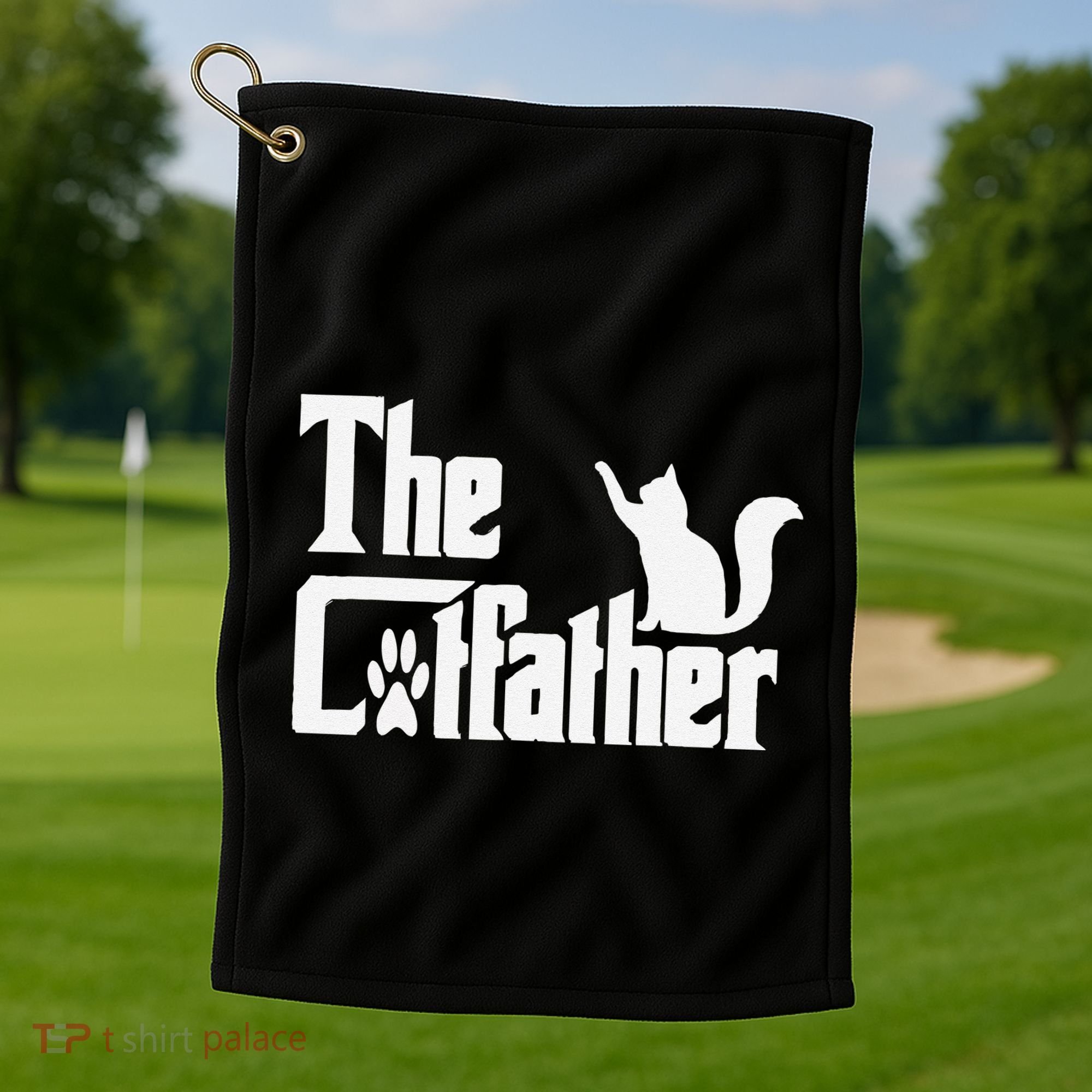 Retro The Cat Father Cat Lover Cat Dad Best Cat Meme Golf Towel