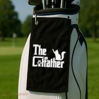 Retro The Cat Father Cat Lover Cat Dad Best Cat Meme Golf Towel thumb 2