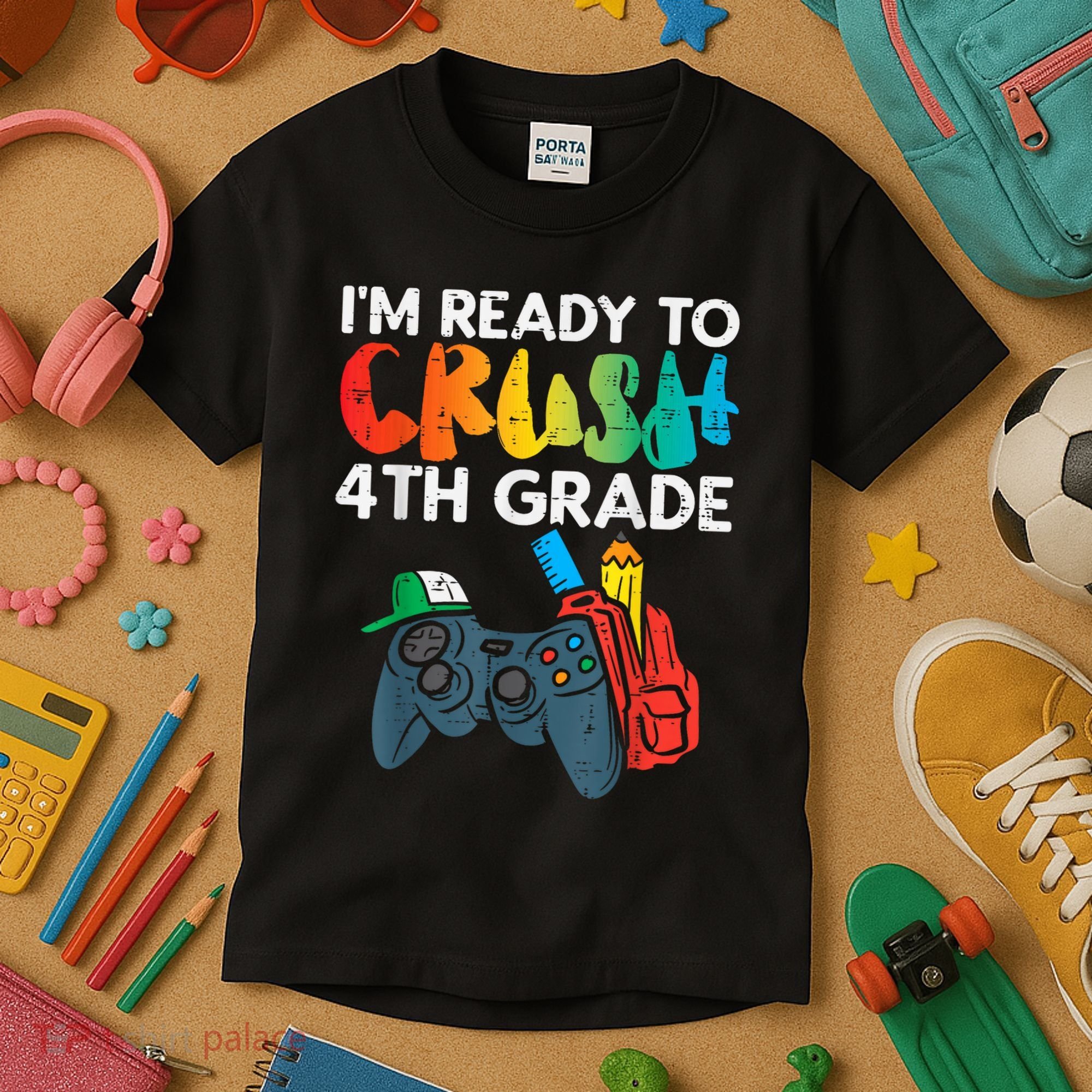 Ready To Crush 4th Grade Fourth Video Gamer First Day Boy Kids T-Shirt