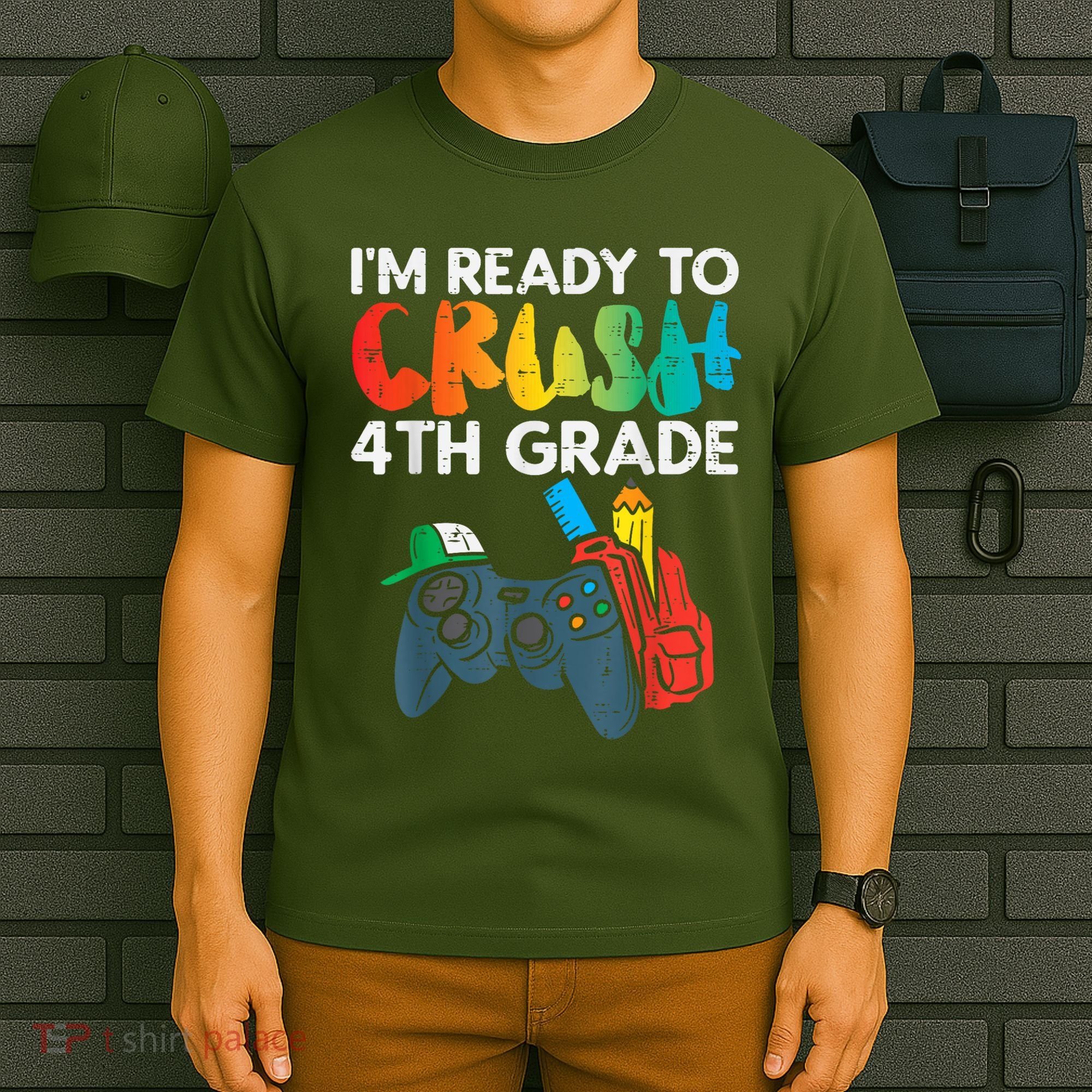 Ready To Crush 4th Grade Fourth Video Gamer First Day Boy T-Shirt