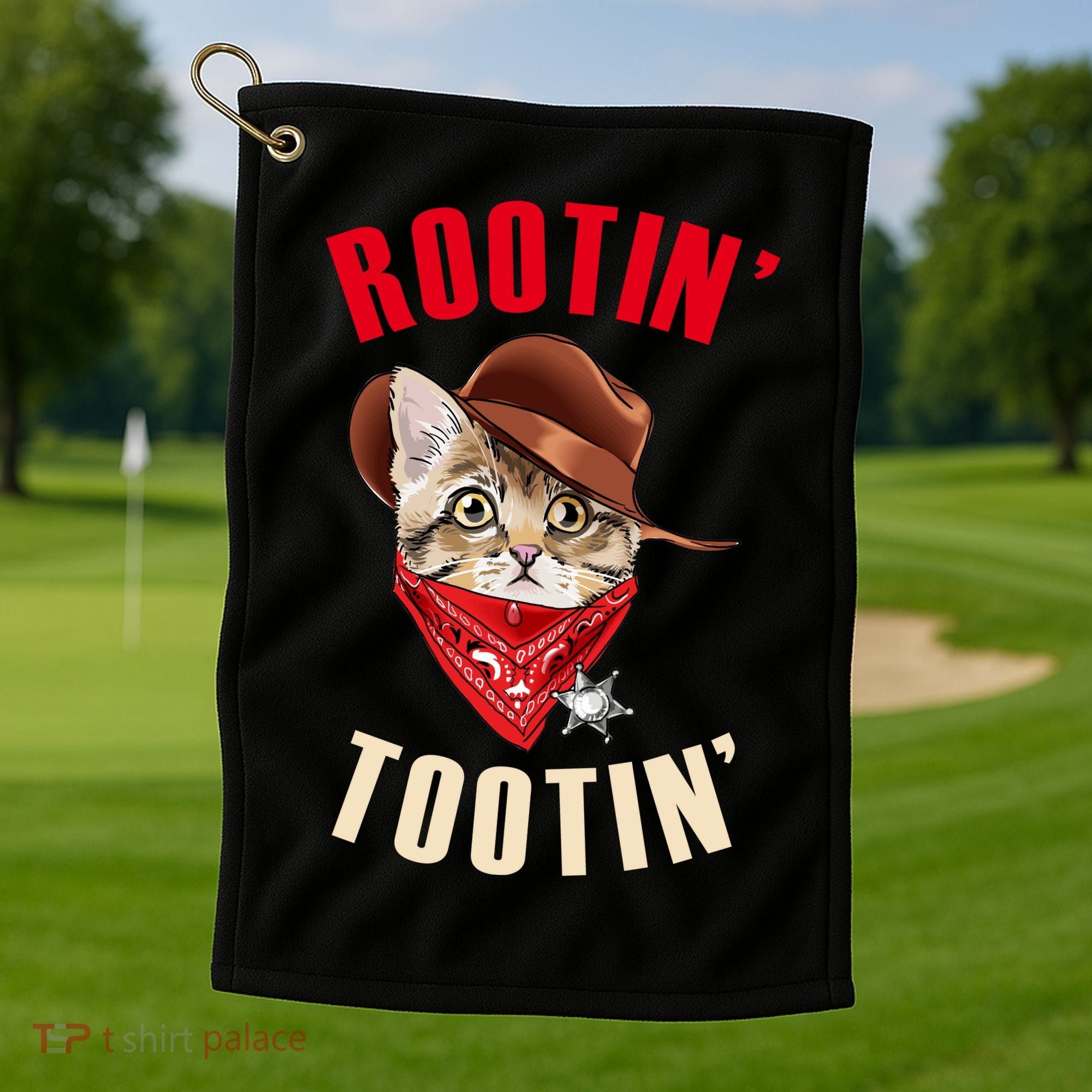 Rootin' Tootin' Cowboy Cat Meme Golf Towel