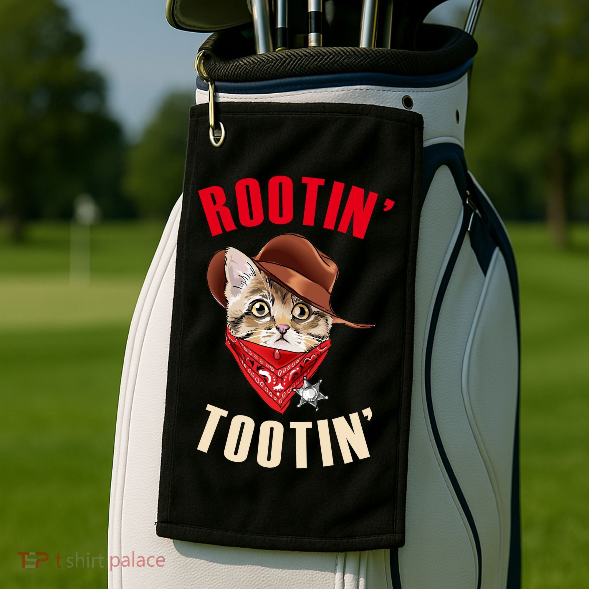 Rootin' Tootin' Cowboy Cat Meme Golf Towel