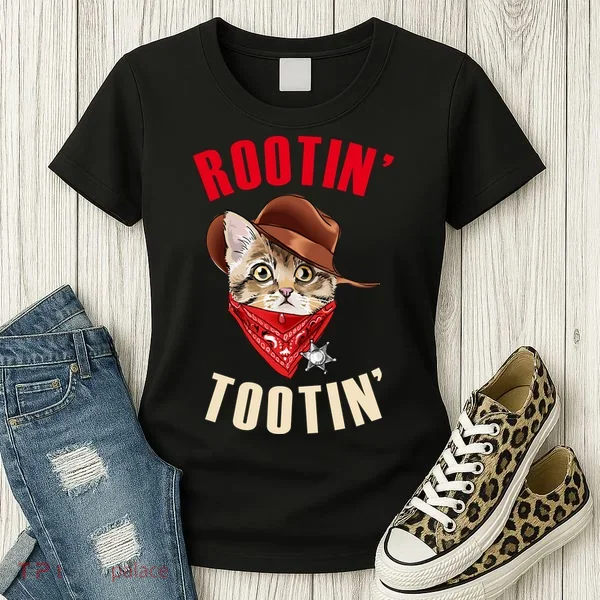 Rootin' Tootin' Cowboy Cat Meme Women's T-Shirt