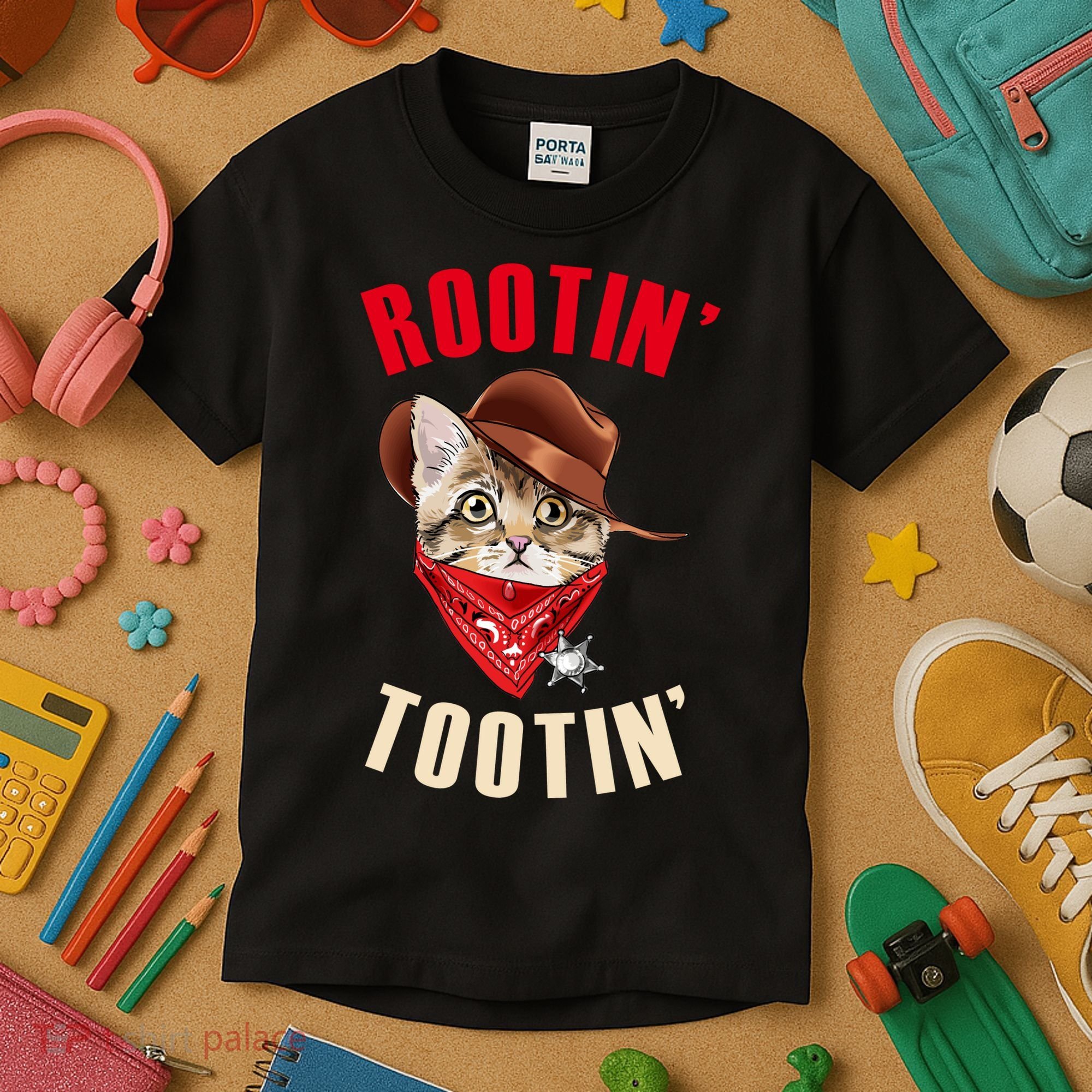 Rootin' Tootin' Cowboy Cat Meme Kids T-Shirt