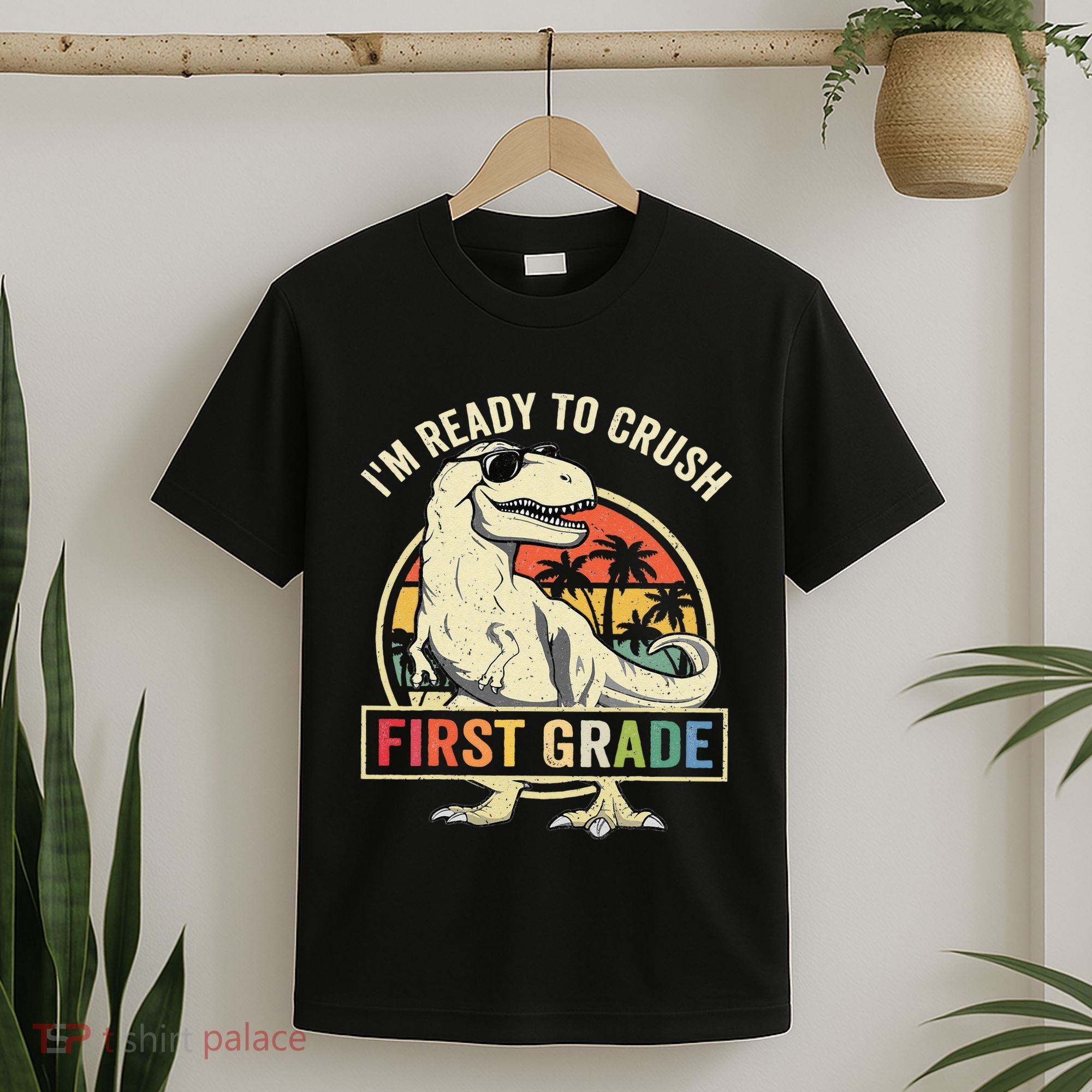 Ready To Crush First Grade 1st Day Of School Dinosaur T-Shirt