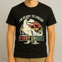 Ready To Crush First Grade 1st Day Of School Dinosaur T-Shirt thumb 3