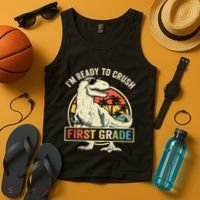 Ready To Crush First Grade 1st Day Of School Dinosaur Tank Top thumb 4