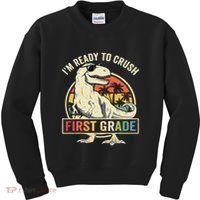 Ready To Crush First Grade 1st Day Of School Dinosaur Kids Sweatshirt thumb 0