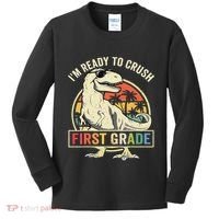 Ready To Crush First Grade 1st Day Of School Dinosaur Kids Long Sleeve Shirt thumb 0