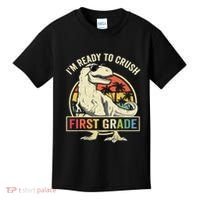 Ready To Crush First Grade 1st Day Of School Dinosaur Kids T-Shirt thumb 0