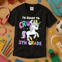 Ready To Crush 5th Grade Unicorn Back To School First Day Kids T-Shirt thumb 3