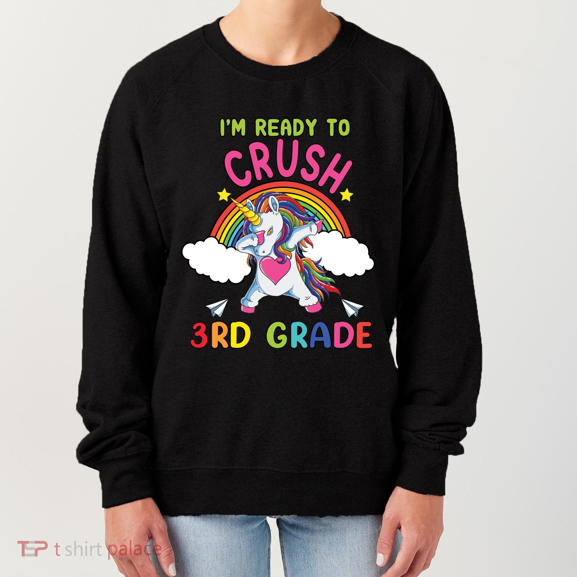 Ready To Crush 3Rd Grade Dabbing Unicorn Back To School Gift Women's Sweatshirt