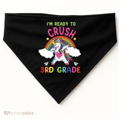 Ready To Crush 3Rd Grade Dabbing Unicorn Back To School Gift USA-Made Doggie Bandana