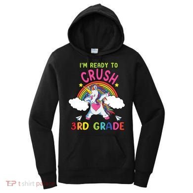 Ready To Crush 3Rd Grade Dabbing Unicorn Back To School Gift Women's Hoodie